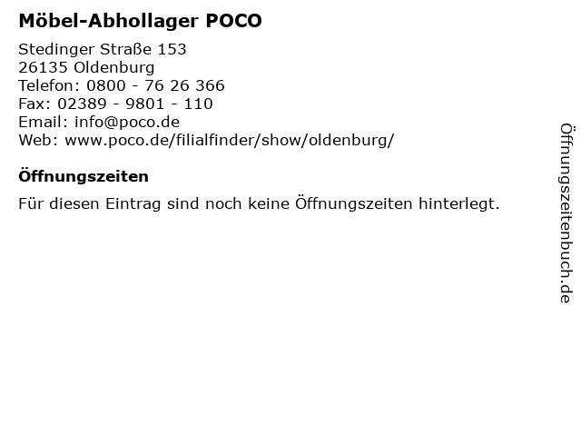 ᐅ Öffnungszeiten „Möbel-Abhollager POCO“ | Stedinger ...