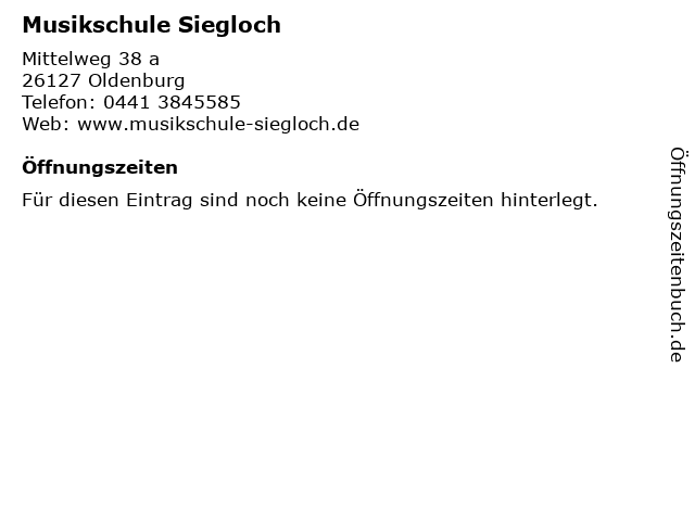 Musikschule Siegloch in Oldenburg: Adresse und Öffnungszeiten