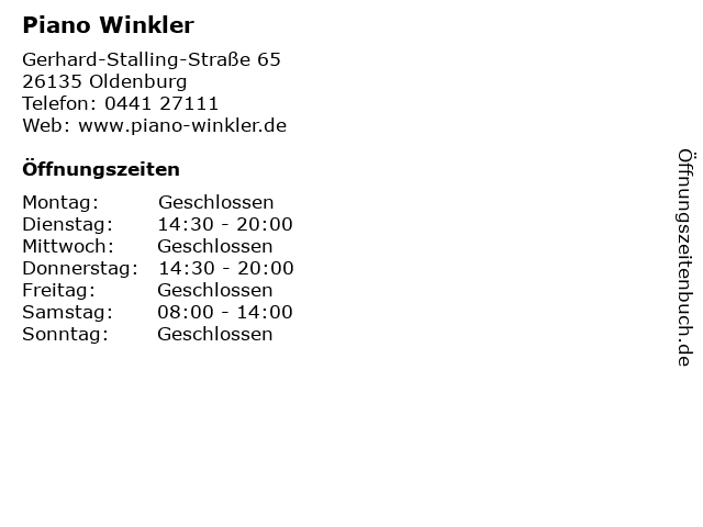 Piano Winkler in Oldenburg: Adresse und Öffnungszeiten
