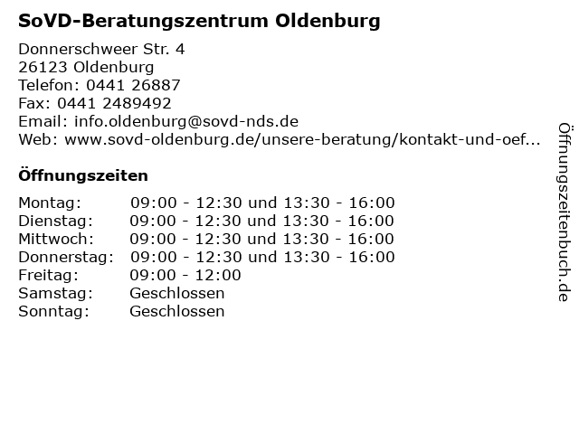 SoVD-Beratungszentrum Oldenburg in Oldenburg: Adresse und Öffnungszeiten