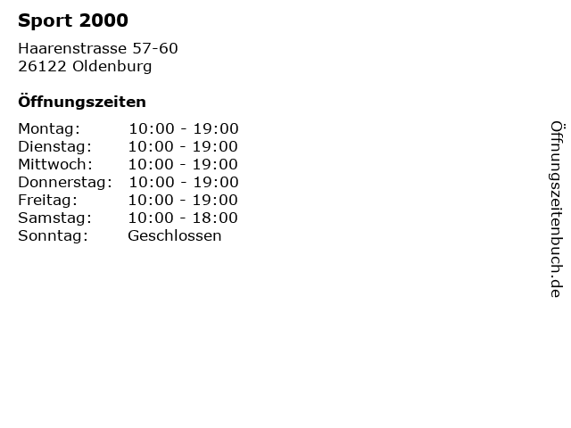 Sport 2000 in Oldenburg: Adresse und Öffnungszeiten