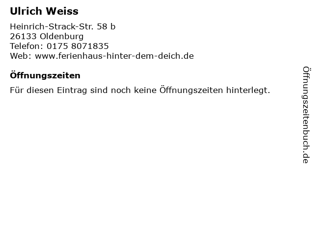 Ulrich Weiss in Oldenburg: Adresse und Öffnungszeiten