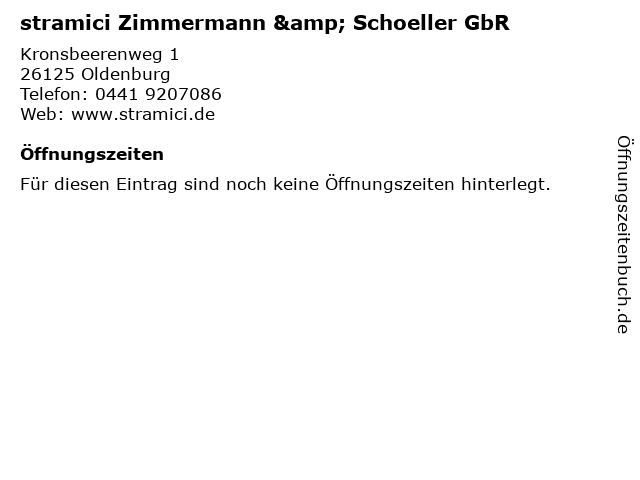 stramici Zimmermann & Schoeller GbR in Oldenburg: Adresse und Öffnungszeiten