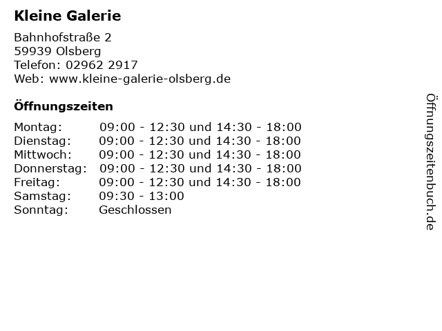Kleine Galerie in Olsberg: Adresse und Öffnungszeiten