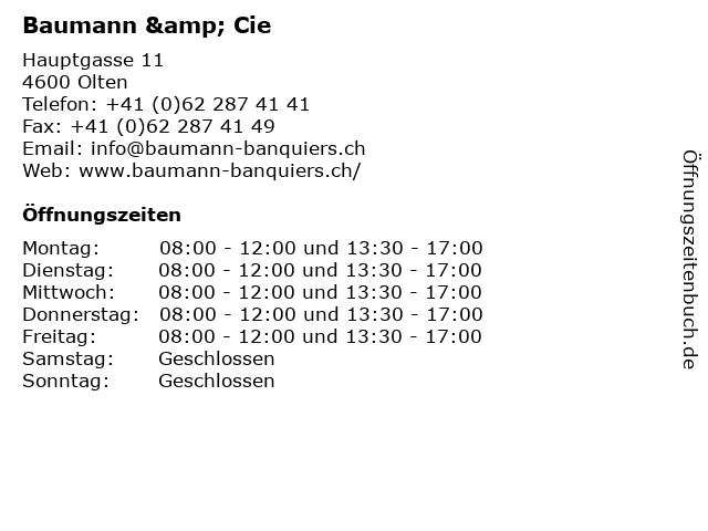 Baumann & Cie in Olten: Adresse und Öffnungszeiten