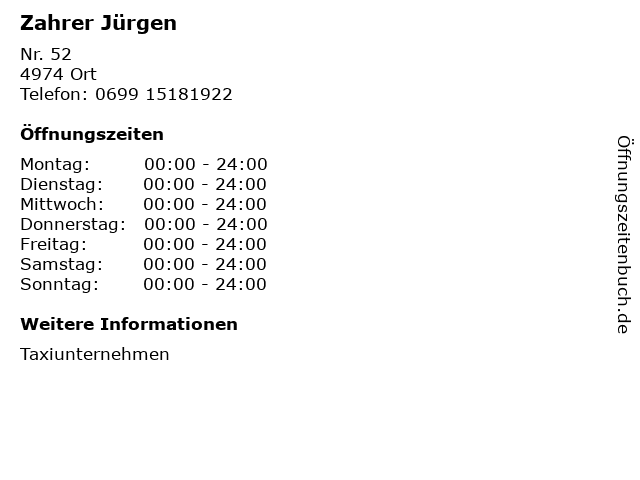 Zahrer Jürgen in Ort: Adresse und Öffnungszeiten