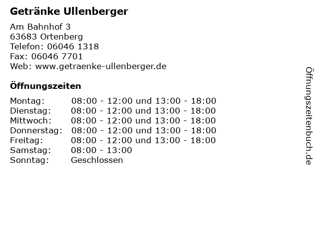 Getränke Ullenberger in Ortenberg: Adresse und Öffnungszeiten