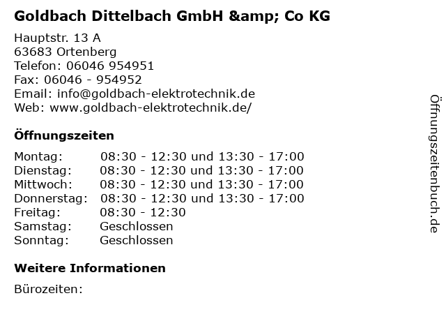 Goldbach Dittelbach GmbH & Co KG in Ortenberg: Adresse und Öffnungszeiten