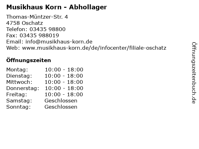 Musikhaus Korn in Oschatz: Adresse und Öffnungszeiten