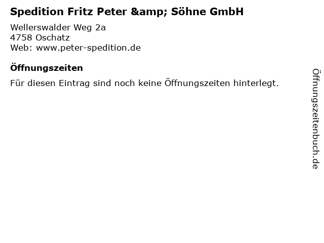 Spedition Fritz Peter & Söhne GmbH in Oschatz: Adresse und Öffnungszeiten