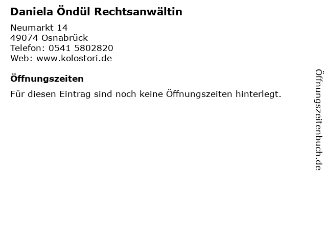 Daniela Öndül Rechtsanwältin in Osnabrück: Adresse und Öffnungszeiten