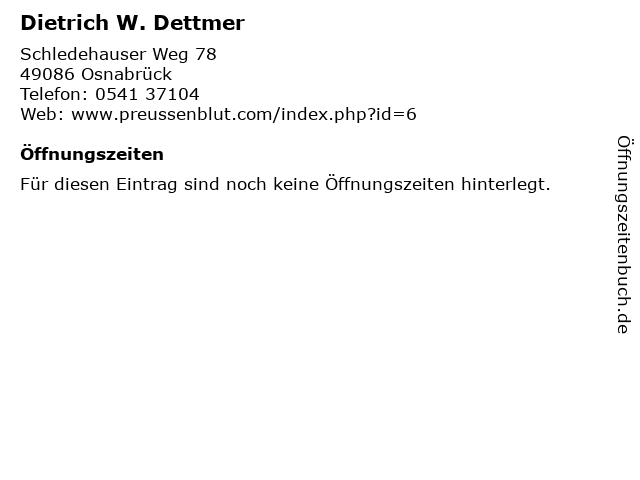 Dietrich W. Dettmer in Osnabrück: Adresse und Öffnungszeiten