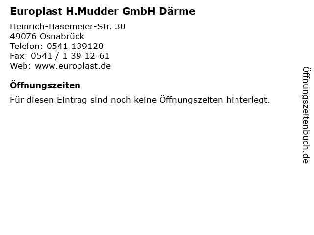 Europlast H.Mudder GmbH Därme in Osnabrück: Adresse und Öffnungszeiten
