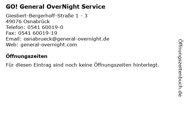 GO! General OverNight Service in Osnabrück: Adresse und Öffnungszeiten