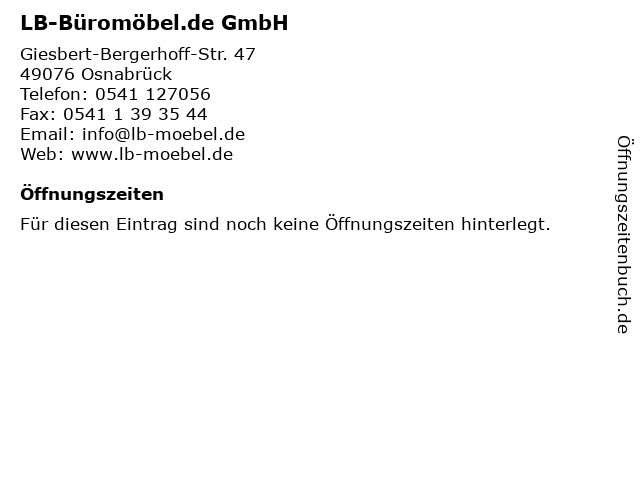 LB-Büromöbel.de GmbH in Osnabrück: Adresse und Öffnungszeiten