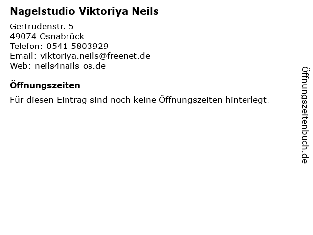 Nagelstudio Viktoriya Neils in Osnabrück: Adresse und Öffnungszeiten