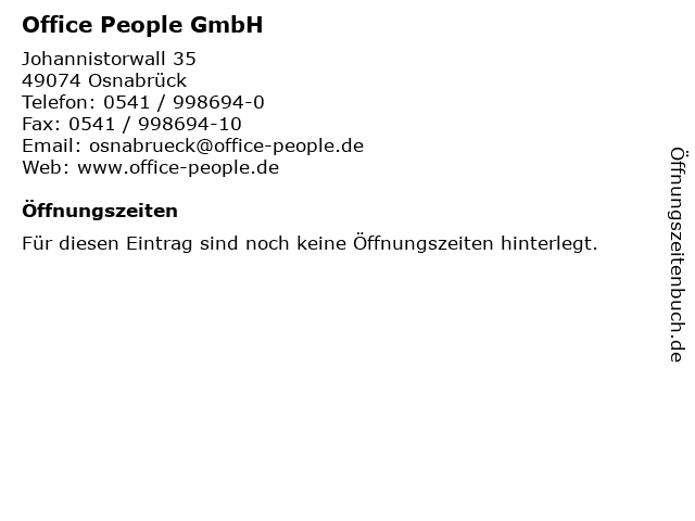 Office People GmbH in Osnabrück: Adresse und Öffnungszeiten