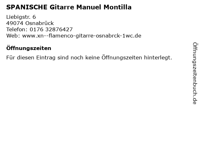 SPANISCHE Gitarre Manuel Montilla in Osnabrück: Adresse und Öffnungszeiten