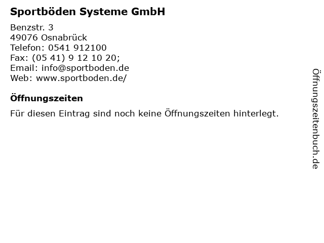 Sportböden Systeme GmbH in Osnabrück: Adresse und Öffnungszeiten