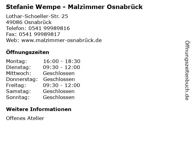 Stefanie Wempe - Malzimmer Osnabrück in Osnabrück: Adresse und Öffnungszeiten