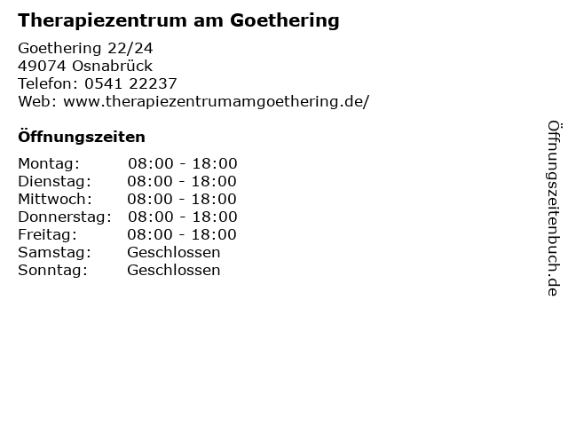 Therapiezentrum am Goethering in Osnabrück: Adresse und Öffnungszeiten