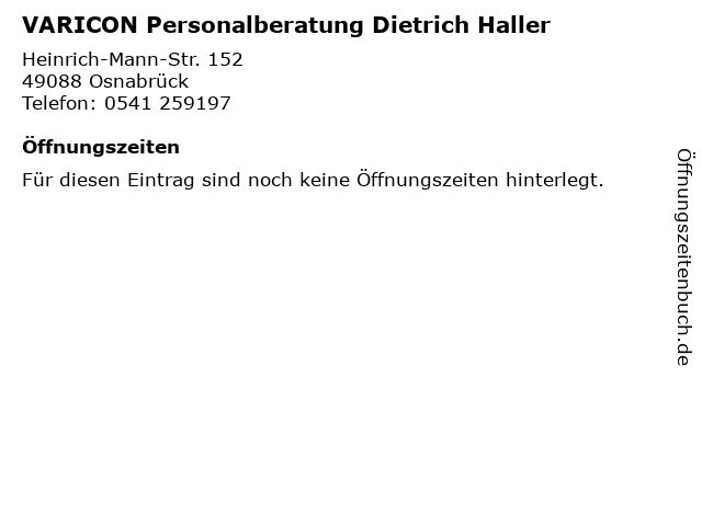 VARICON Personalberatung Dietrich Haller in Osnabrück: Adresse und Öffnungszeiten