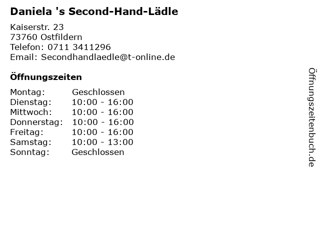 Daniela 's Second-Hand-Lädle in Ostfildern: Adresse und Öffnungszeiten
