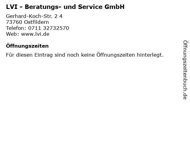 LVI - Beratungs- und Service GmbH in Ostfildern: Adresse und Öffnungszeiten