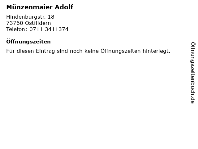 Münzenmaier Adolf in Ostfildern: Adresse und Öffnungszeiten