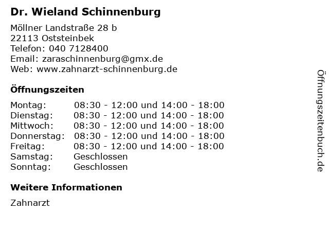 Dr. Wieland Schinnenburg in Oststeinbek: Adresse und Öffnungszeiten