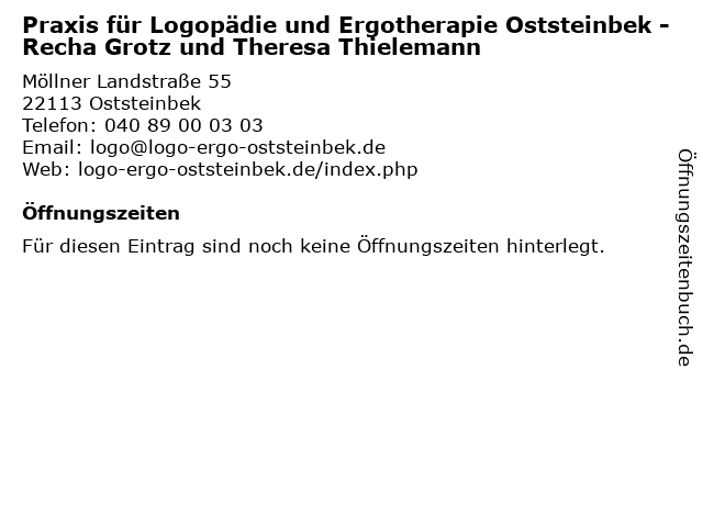 Praxis für Logopädie und Ergotherapie Oststeinbek - Recha Grotz und Theresa Thielemann in Oststeinbek: Adresse und Öffnungszeiten