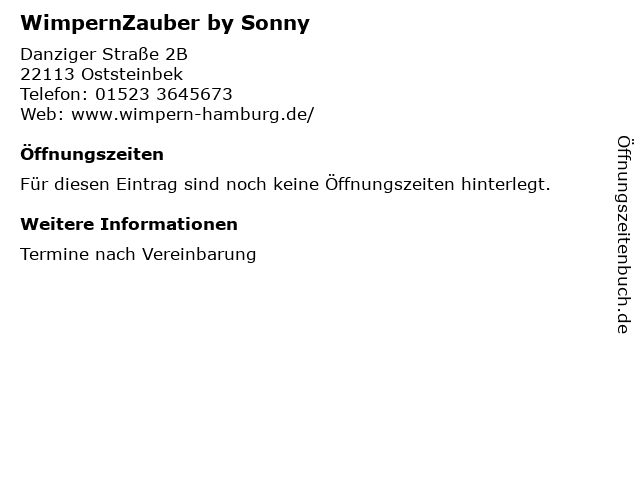 WimpernZauber by Sonny in Oststeinbek: Adresse und Öffnungszeiten