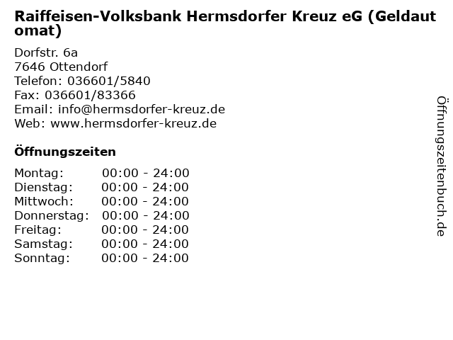 Raiffeisen-Volksbank Hermsdorfer Kreuz eG (Geldautomat) in Ottendorf: Adresse und Öffnungszeiten