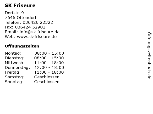 SK Friseure in Ottendorf: Adresse und Öffnungszeiten