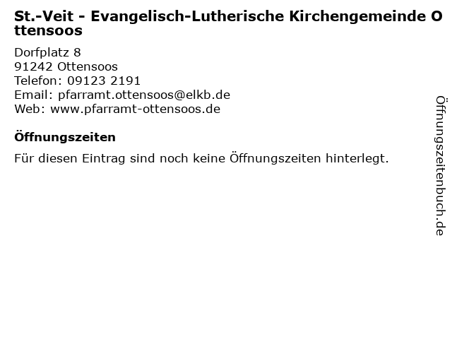 St.-Veit - Evangelisch-Lutherische Kirchengemeinde Ottensoos in Ottensoos: Adresse und Öffnungszeiten