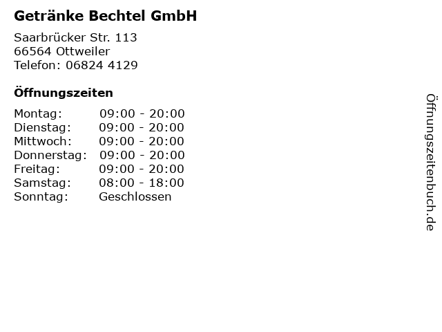 Getränke Bechtel GmbH in Ottweiler: Adresse und Öffnungszeiten