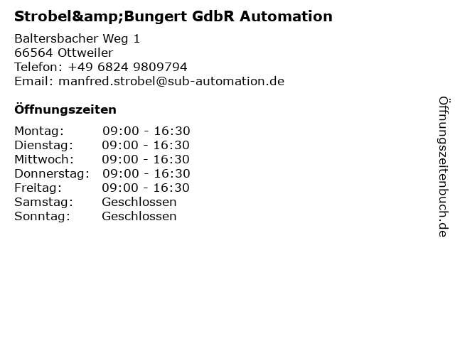Strobel&Bungert GdbR Automation in Ottweiler: Adresse und Öffnungszeiten