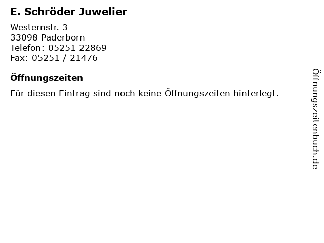 E. Schröder Juwelier in Paderborn: Adresse und Öffnungszeiten