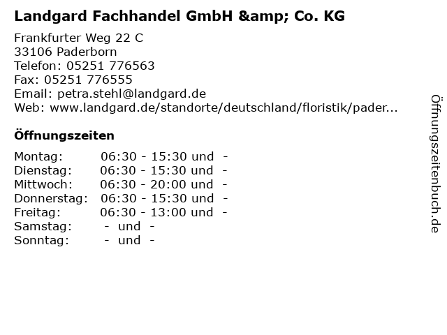 Landgard Fachhandel GmbH & Co. KG in Paderborn: Adresse und Öffnungszeiten