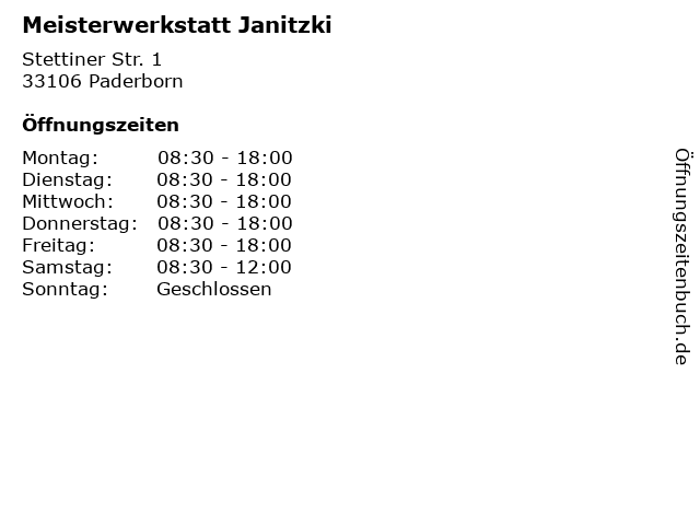 Meisterwerkstatt Janitzki in Paderborn: Adresse und Öffnungszeiten