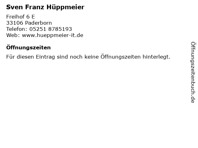 Sven Franz Hüppmeier in Paderborn: Adresse und Öffnungszeiten