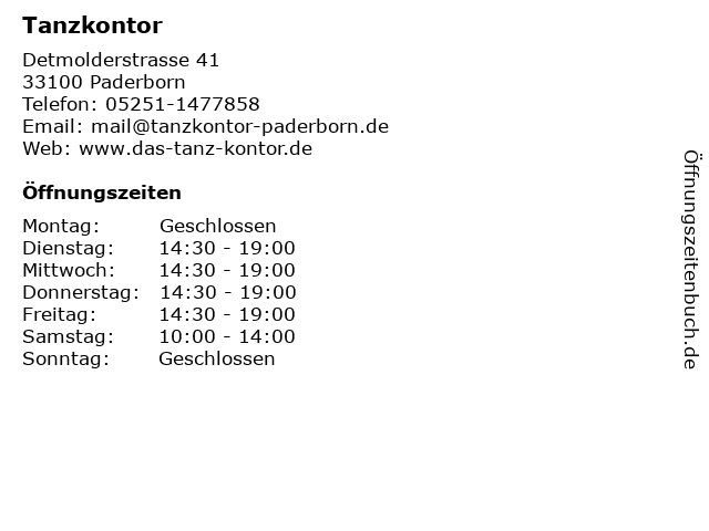 ᐅ Öffnungszeiten „Tanzkontor“ | Detmolderstrasse 41 in RENO Schuhe Schuhgeschäft 33100 Paderborn Detmolder Straße 45