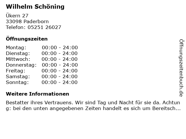 Wilhelm Schöning in Paderborn: Adresse und Öffnungszeiten