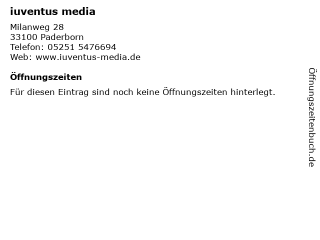iuventus media in Paderborn: Adresse und Öffnungszeiten