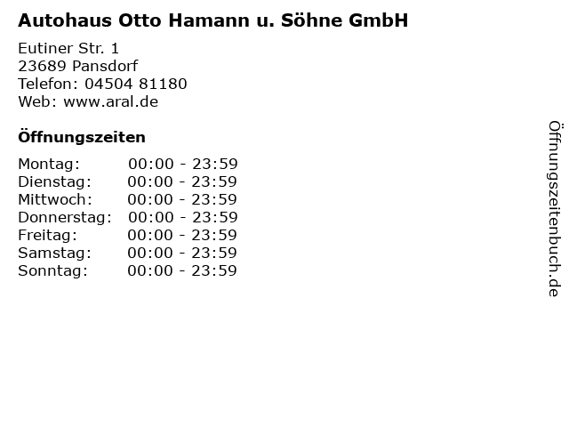 Autohaus Otto Hamann u. Söhne GmbH in Pansdorf: Adresse und Öffnungszeiten