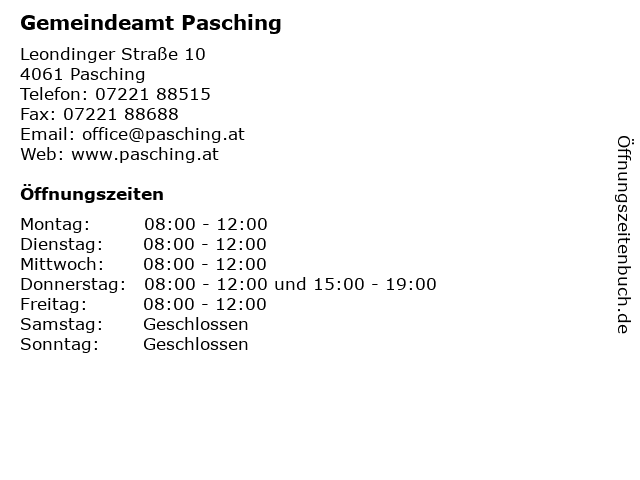 Gemeindeamt Pasching in Pasching: Adresse und Öffnungszeiten