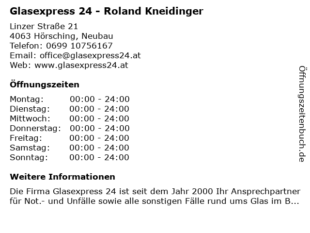 Glasexpress 24 - Roland Kneidinger in Pasching: Adresse und Öffnungszeiten