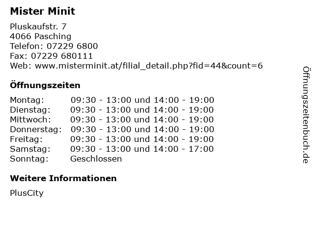 Mister Minit in Pasching: Adresse und Öffnungszeiten