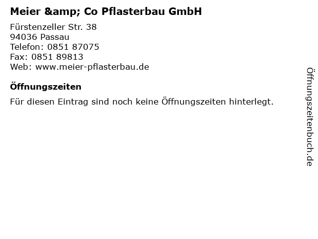 Meier & Co Pflasterbau GmbH in Passau: Adresse und Öffnungszeiten