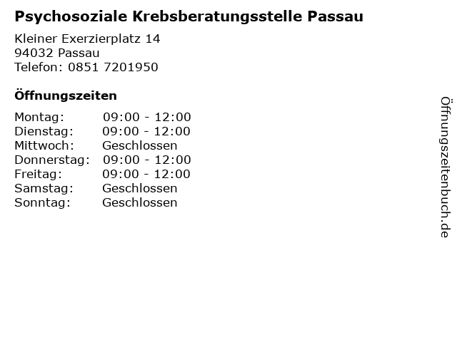 Psychosoziale Krebsberatungsstelle Passau in Passau: Adresse und Öffnungszeiten